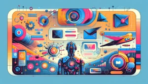 Illustrate The Future of Email Marketing Innovative Design Trends for 2024 with a banner that uses no text focusing on futuristic and innovative